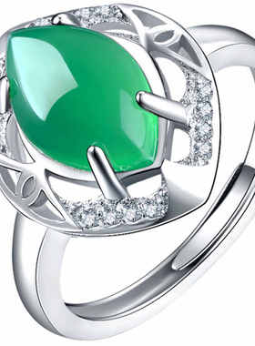 天然戒指镶钻送老人高档珍品玉髓