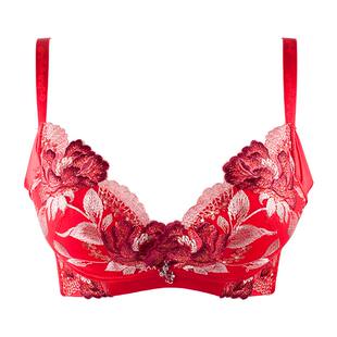 依之妮内衣正品国风刺绣性感聚拢上托女士内衣中厚杯文胸490A2