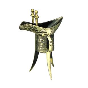 乾隆杯仿古复古青铜古玩三脚酒樽古代酒杯爵杯帝王杯古典表演道具