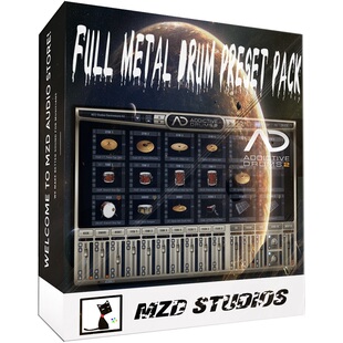 一键混音预设包|Addictive Drums2九套金属鼓音色包 MZD Studios