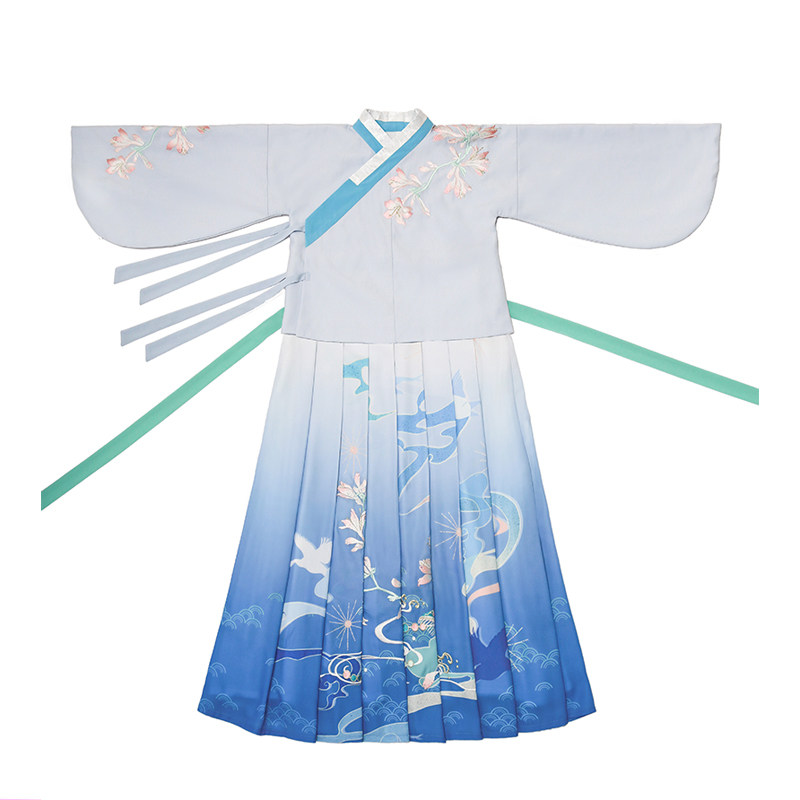 仙糖原创刺绣国风儿童古风汉服女童洋气超仙小童装防掉袄裙雁南归