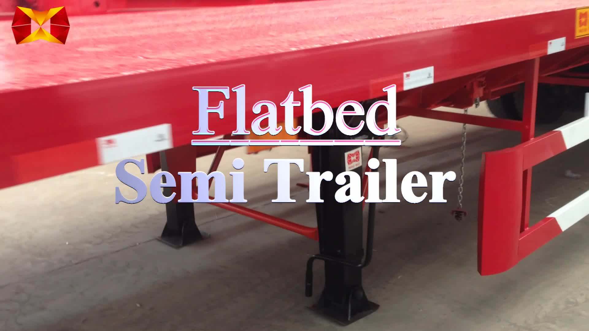 Factory Sale 3 Axle 40 Feet 50 Ton Utility Truck Semi Flatbed Chassis