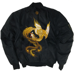 原创 MA1飞行员夹克刺绣凤凰柄 横须贺刺绣夹克 防水棉服男女同款