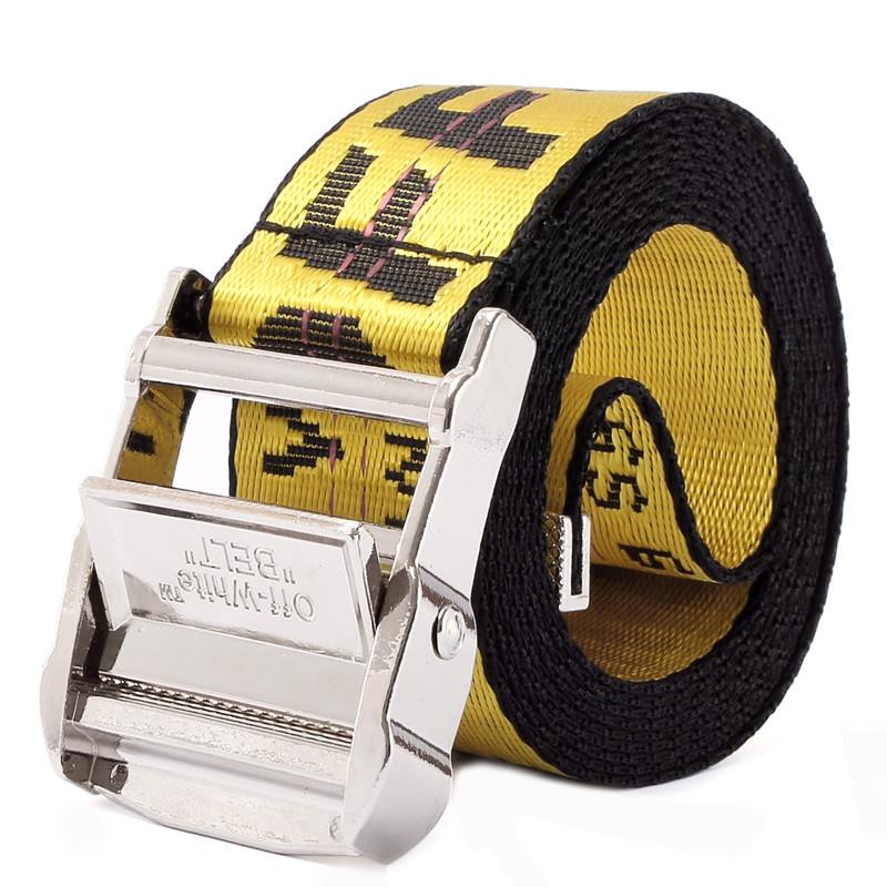 正确版本 OFF OW黄色腰带 Belt17ss WHITE工业风格帆布刺绣皮带潮