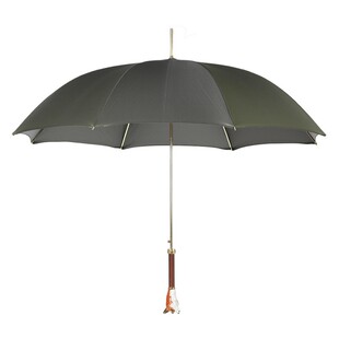 意大利Pasotti雨伞男手工狐狸把手翡翠墨绿伞布晴雨伞自动长定制