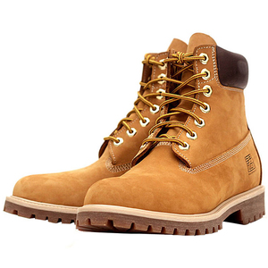 大黄靴牛皮厚底靴子工装潮男马丁秋季男士防水冬季男靴boots men