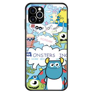 苹果11手机壳12pro毛怪大眼仔iphonex玻璃16镜面x可爱xs卡通iphone13男女款6s/7/8plus全包边15防摔14pro外壳