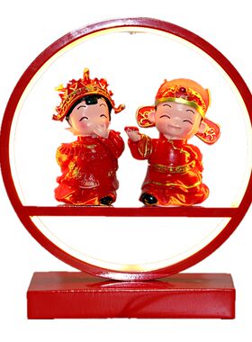 灯饰红色婚房实用圆圈礼品床头灯