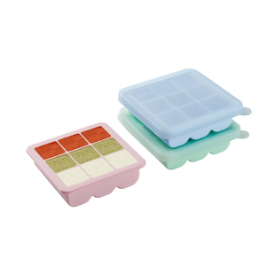 kalar硅胶制冰盒 婴儿储存保鲜辅食冷冻盒 带盖大冰格模具