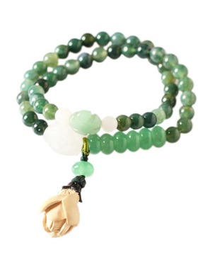 纯然水草东陵玉多层弹力文艺手链