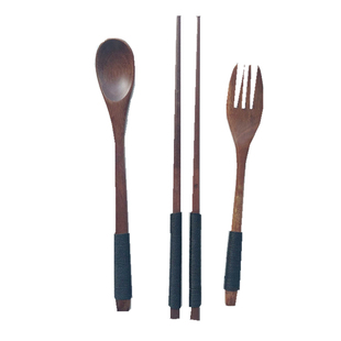 绕线木勺叉筷子 碳色复古日系拍照勺子淘宝摄影道具蜂蜜美食拍摄