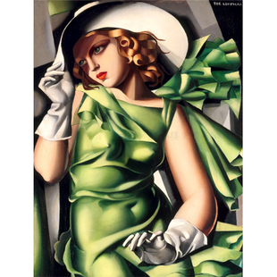 穿绿色裙子的女郎 Tamara de Lempicka 蓝碧嘉 装饰画 卧室时装店