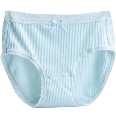 纯棉内裤女蕾丝中腰螺旋纹少女