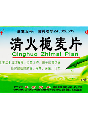 【冰叶】清火栀麦片24片/盒牙痛发热咽喉肿痛清热解毒口腔溃疡
