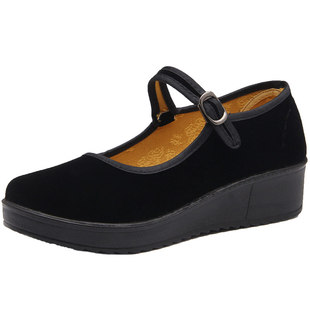 赛格老北京布鞋官方旗舰店正品女鞋厚底拉带工作鞋女夏天厨房防滑