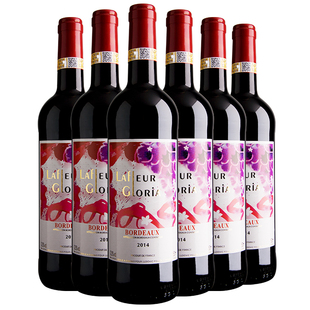 富隆酒业 法国原瓶进口浪漫花悦波尔多红葡萄酒经典系列750ml*6支