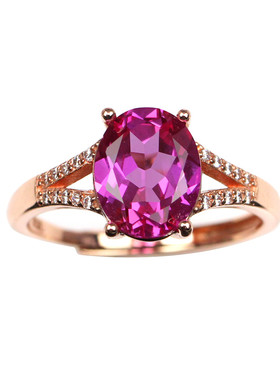 碧玺戒指彩色网红开口可调节玫红