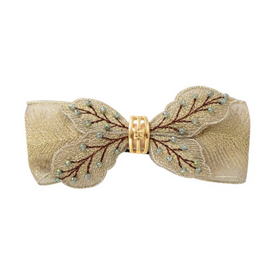 CHRIST刺绣蝴蝶结树叶布艺竖夹香蕉夹头饰马尾夹头花盘发夹发卡