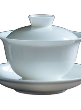 集正猪油白盖碗茶具套装玉瓷简洁