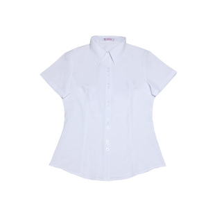 正装衬衫涤纶白衬衣女上衣服雪纺职业服装黑色短袖薄款抗皱学院风