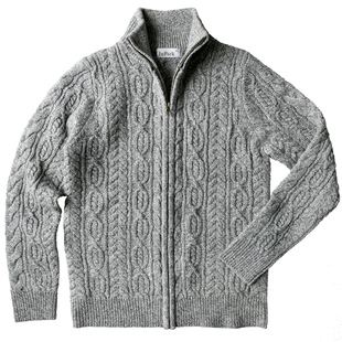 半高领拉链毛衣保暖美式休闲男复古厚羊毛外套原创绞花粗针织开衫
