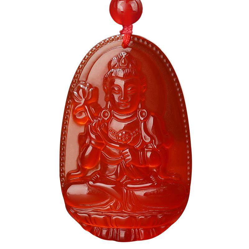 红玛瑙牛年普萨守护神挂件生肖马