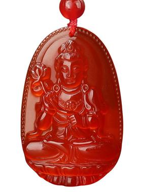 红玛瑙牛年普萨守护神挂件生肖马