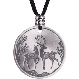 白银颂999纯足银项链一路有你吊坠牌情侣个性刻祝福语生日礼物