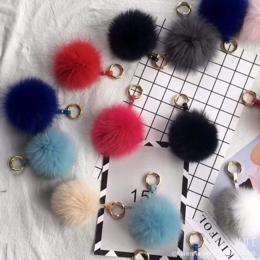 pom wholesale fur pom Pom Fox Chains Wholesale Key Fur Pom Raccoon Customized