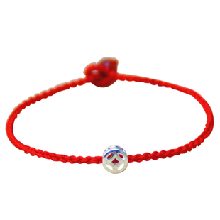 编织手绳超细款925银本命年招财红绳小银币手链男女情侣饰品