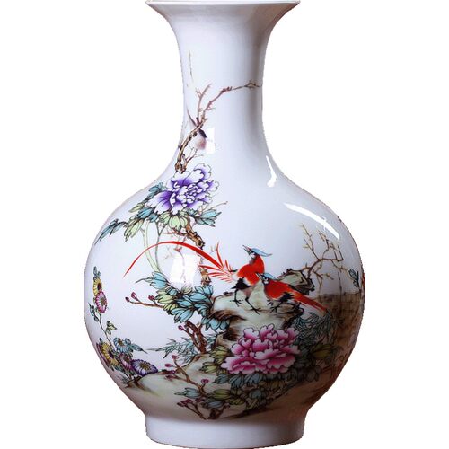 景德镇陶瓷器花瓶摆件客厅插花粉彩瓷瓶中式家居电视柜装饰工艺品