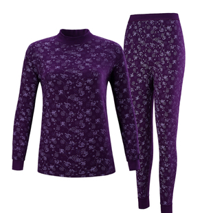 中老年秋衣秋裤女纯棉保暖内衣套装薄款妈妈中高领老人大码棉毛衫