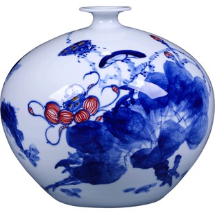 景德镇陶瓷器手绘青花瓷花瓶插花现代中式客厅工艺品家居装饰摆件