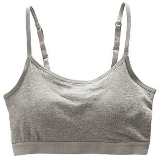 日单出口日本纯棉带胸垫小吊带背心无钢圈文胸罩打底裹胸短款内衣