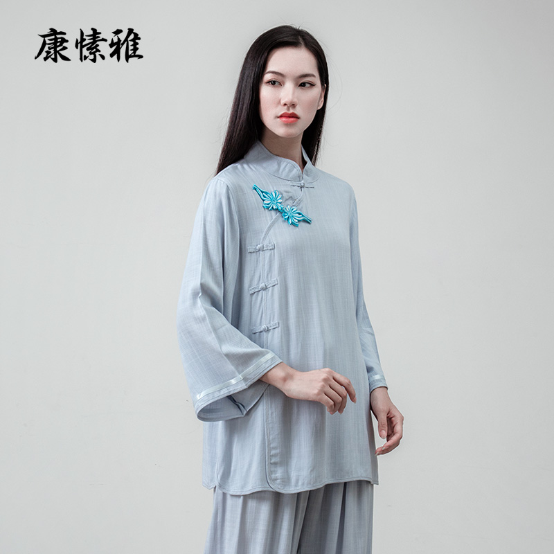 太极服女棉服麻亚麻时太极VRV拳练尚服春夏款武术新功款套装装