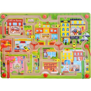 四喜人迷宫之城磁性运笔迷宫儿童益智亲子游戏磁力走珠迷宫玩具