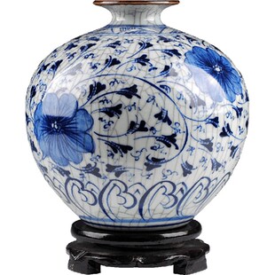 景德镇陶瓷器青花瓷花瓶摆件客厅插花复古家居装饰品手绘仿古瓷瓶