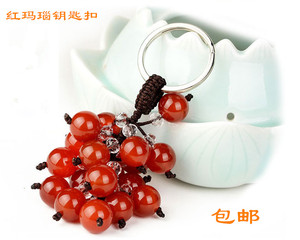 天然红玛瑙钥匙扣男女士汽车钥匙链挂件情侣款玉石饰品