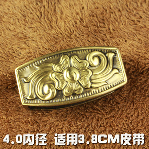 匠心致手工男士纯铜皮带扣铜环圈板扣花纹实心黄铜腰带环铜针扣头