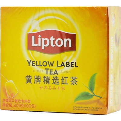 Lipton/立顿红茶包 黄牌精选袋泡茶100包 斯里兰卡红茶粉奶茶专用