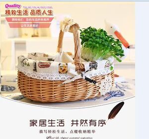 藤编收纳篮手提竹篮购物菜篮柳编野餐礼品篮田园小花篮鸡蛋水果篮