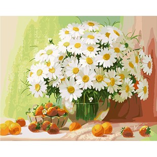 diy数字油画diy填色画花朵白玉兰紫罗兰月季红花杜鹃DIY手绘书房