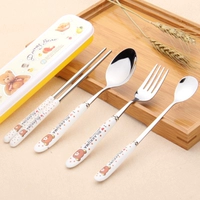 Медведь Желтая коробка [холодные шлифты+ложка+вилка+ледяная ложка]