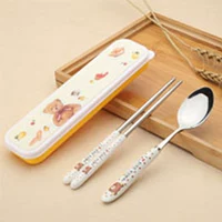 Коробка, палочки для еды, ложка, с медвежатами