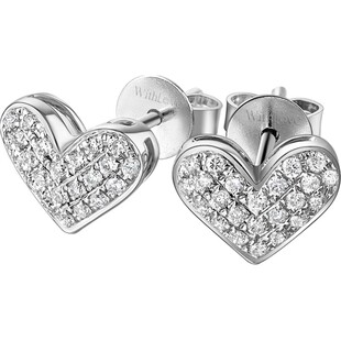 WithLove 18K金22分豪华群镶钻石耳钉 真钻心形女款耳饰定制