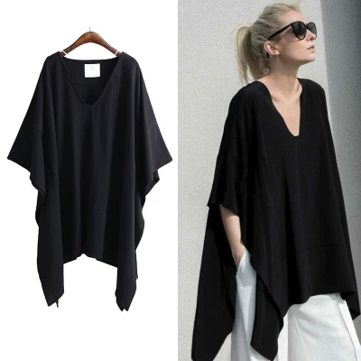 (Трансграничная торговля), футболкаOversize, рубашка, для дам большого размера, европейский стиль