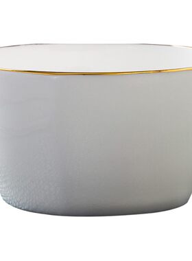描金边韩式方饭碗骨瓷米饭碗汤碗