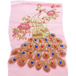 亮片刺绣孔雀装饰贴花晚礼服舞台辅料衣服布贴DIY补丁贴布花(无胶