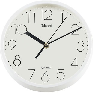 TELESONIC/天王星现代钟表简约圆形壁挂钟时钟静音客厅装饰石英钟