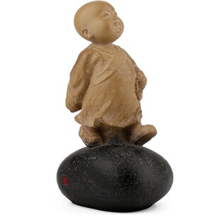 观复林昭发纯真筑梦小沙弥手作工艺石塑摆件台湾铁丸石祈福年礼品